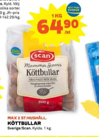 Stora Coop Scan köttbullar erbjuda