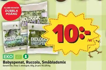 Östenssons Babyspenat, Ruccola, Småbladsmix erbjuda