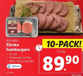 Lidl BUTCHER'S Färska hamburgare erbjuda