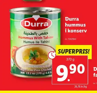 Lidl Durra hummus i konserv erbjuda