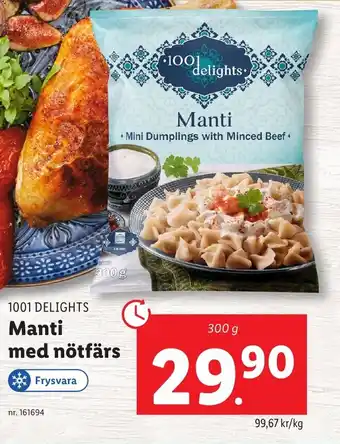 Lidl 1001 DELIGHTS Manti med nötfärs erbjuda