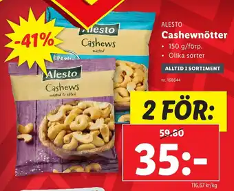 Lidl ALESTO Cashewnötter erbjuda