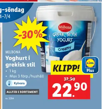 Lidl Yoghurt i grekisk stil erbjuda