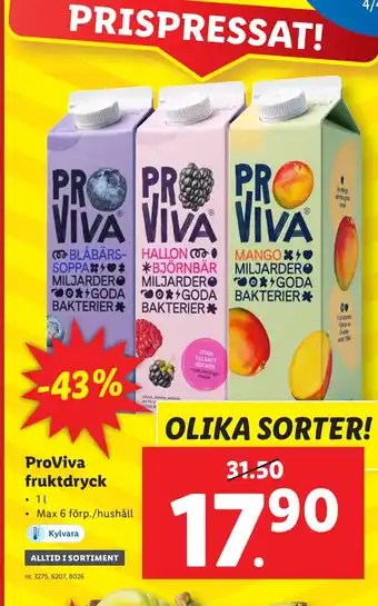 Lidl ProViva fruktdryck erbjuda