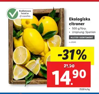 Lidl Ekologiska citroner erbjuda