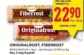 Willys ORIGINALROST, FIBERROST erbjuda