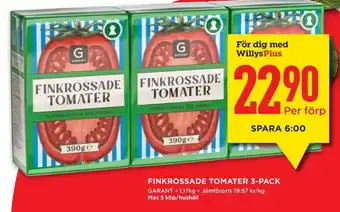 Willys FINKROSSADE TOMATER 3-PACK erbjuda