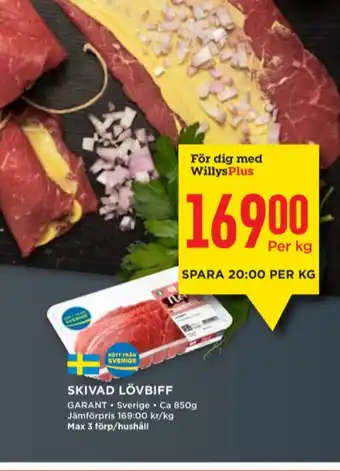 Willys Garant lövbiff erbjuda
