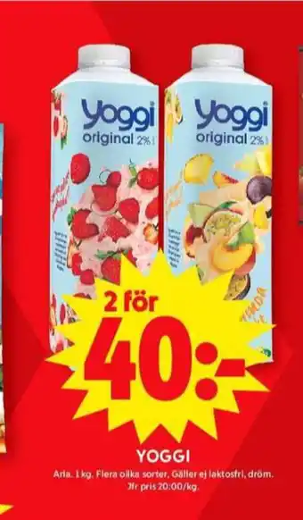 ICA Maxi Yoggi yoghurt erbjuda
