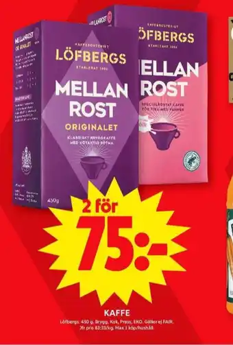 ICA Maxi Brygg kaffe malet erbjuda