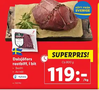 Lidl Dalsjöfors rostbiff, i bit erbjuda