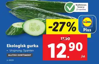 Lidl Ekologisk gurka erbjuda