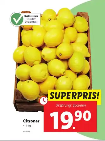 Lidl Citroner erbjuda