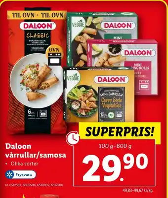 Lidl Daloon vårrullar/samosa erbjuda