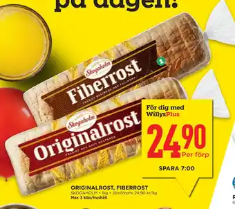 Willys Hemma ORIGINALROST, FIBERROST erbjuda