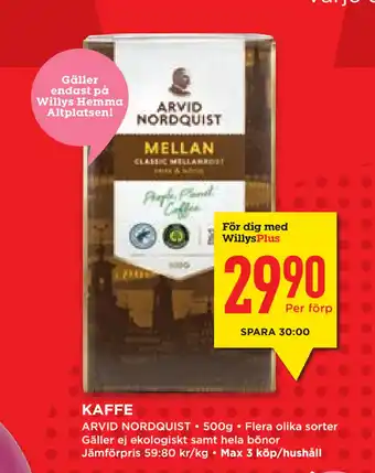 Willys Hemma KAFFE erbjuda