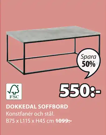 JYSK DOKKEDAL SOFFBORD erbjuda