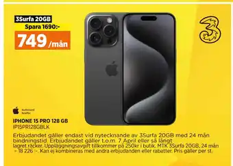 Power IPHONE 15 PRO 128 GB erbjuda