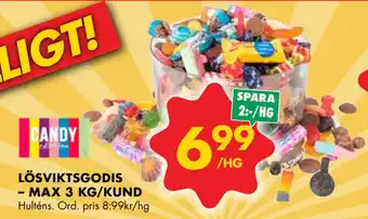ÖoB LÖSVIKTSGODIS – MAX 3 KG/KUND erbjuda