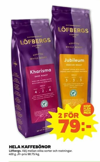 Hela kaffebönor