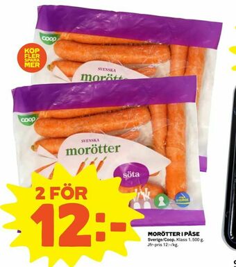 Coop Extra Morötter i påse erbjuda