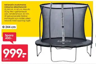 Rusta Adrenalin studsmatta inklusive säkerhetsnät erbjuda