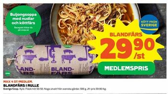 Coop Extra Blandfärs i rulle erbjuda