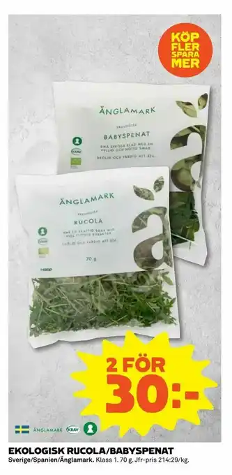 Coop Extra Ekologisk rucola/babyspenat erbjuda