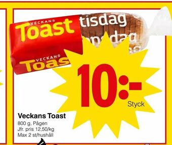 Matöppet Veckans Toast erbjuda