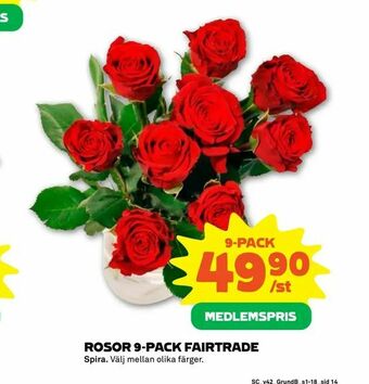 Stora Coop Rosor 9-pack fairtrade erbjuda