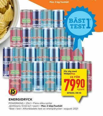 Willys Energidryck erbjuda
