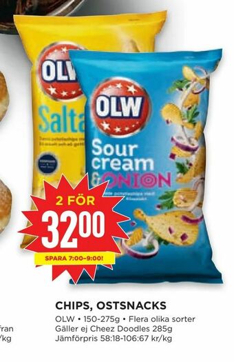 Willys Chips, ostsnacks erbjuda