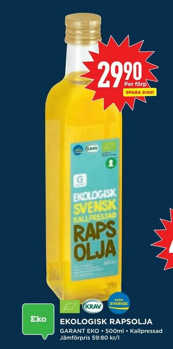 Willys Ekologisk rapsolja erbjuda