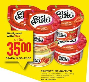 Willys Risifrutti, mannafrutti erbjuda