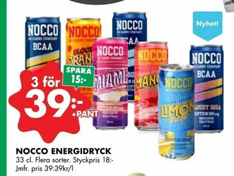 ÖoB Nocco energidryck erbjuda