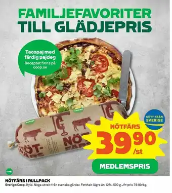 Coop Nötfärs i rullpack erbjuda