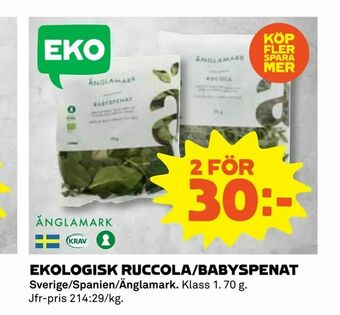Coop Ekologisk ruccola/babyspenat erbjuda