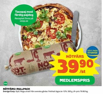 Coop Konsum Nötfärs i rullpack erbjuda