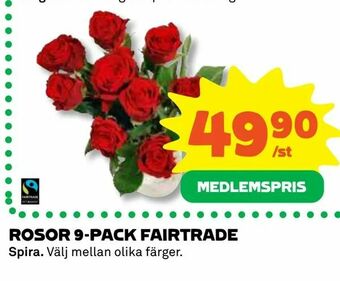 Coop Konsum Rosor 9-pack fairtrade erbjuda