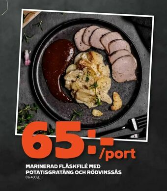 Stora Coop Marinerad fläskfilé med potatisgratäng och rödvinssås erbjuda