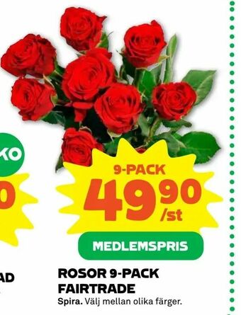Stora Coop Rosor 9-pack fairtrade erbjuda