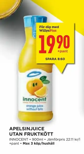 Willys Hemma Apelsinjuice utan fruktkött erbjuda
