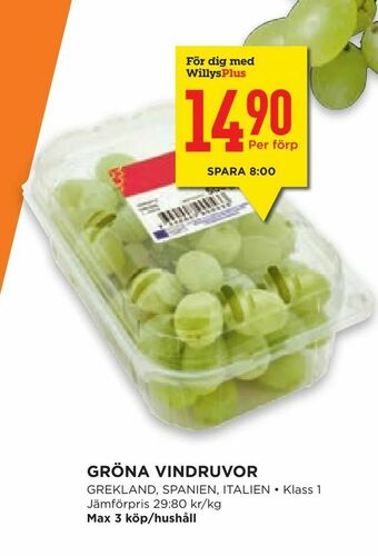 Willys Hemma Gröna vindruvor erbjuda