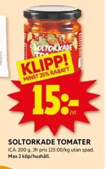 ICA Supermarket SOLTORKADE TOMATER erbjuda