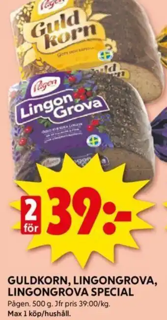 ICA Supermarket GULDKORN, LINGONGROVA, LINGONGROVA SPECIAL erbjuda