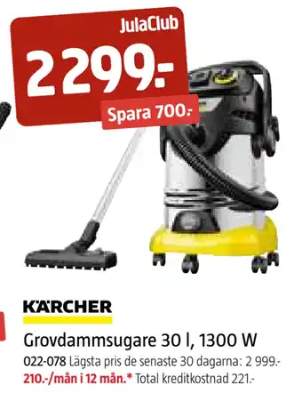 Jula Grovdammsugare 30 l, 1300 W erbjuda