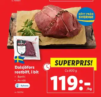 Lidl Dalsjöfors rostbiff, i bit erbjuda