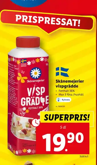 Lidl Skånemejerier vispgrädde erbjuda