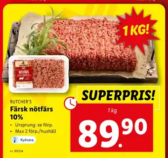 Lidl Färsk nötfärs 10% erbjuda