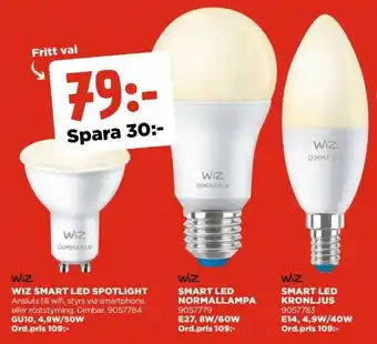 Jem&Fix Wiz Smart LED Spotlight GU10, 4,9W/50W erbjuda